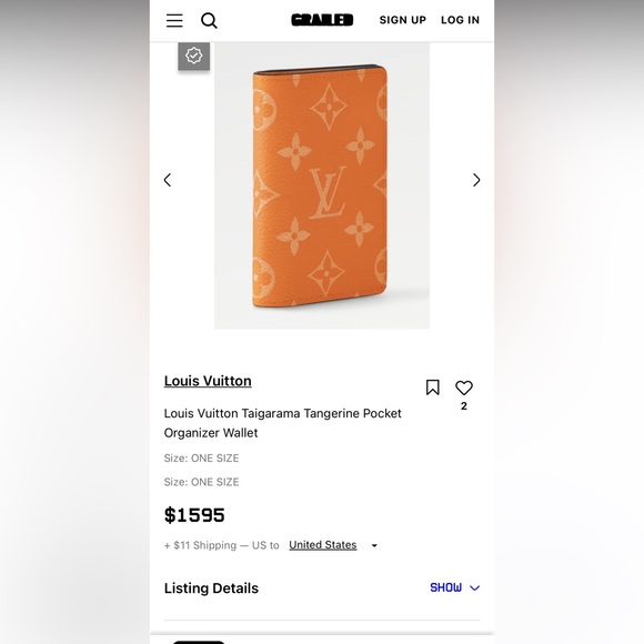 NEW LOUIS VUITTON 2024 Taigarama Tangerine Pocket Organizer Wallet - Picture 1 of 1